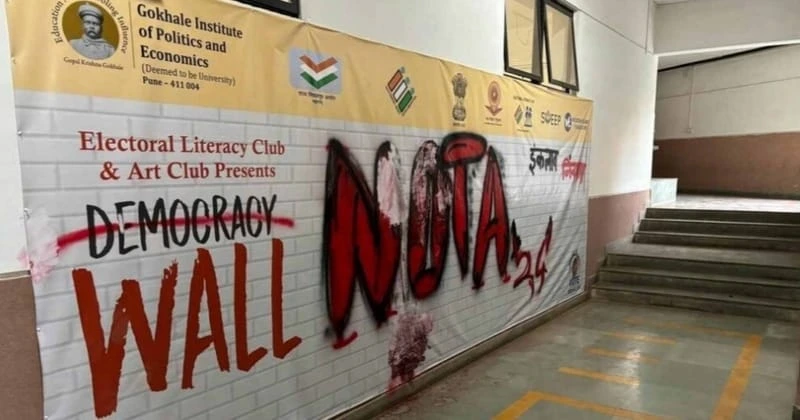 ABVP expresses outrage over vandalisation of GIPE election voting poster by writing NOTA, Inquilab Zindabad