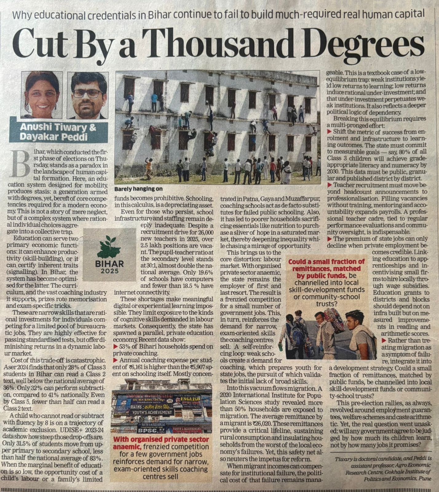 Cut by a thousand degrees: Why educational credentials in Bihar continue to fail to build much-required real human capital