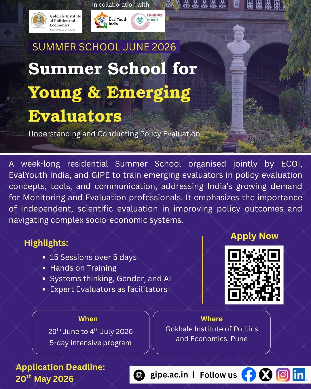 Application for Summer School for Young & Emerging Evaluators